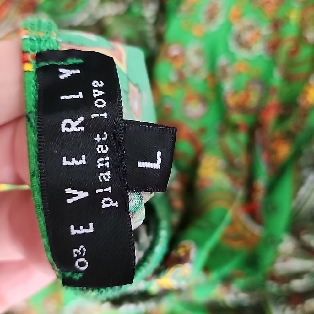 Everly planet love green boho paisley festival mini dress large - Picture 5 of 5